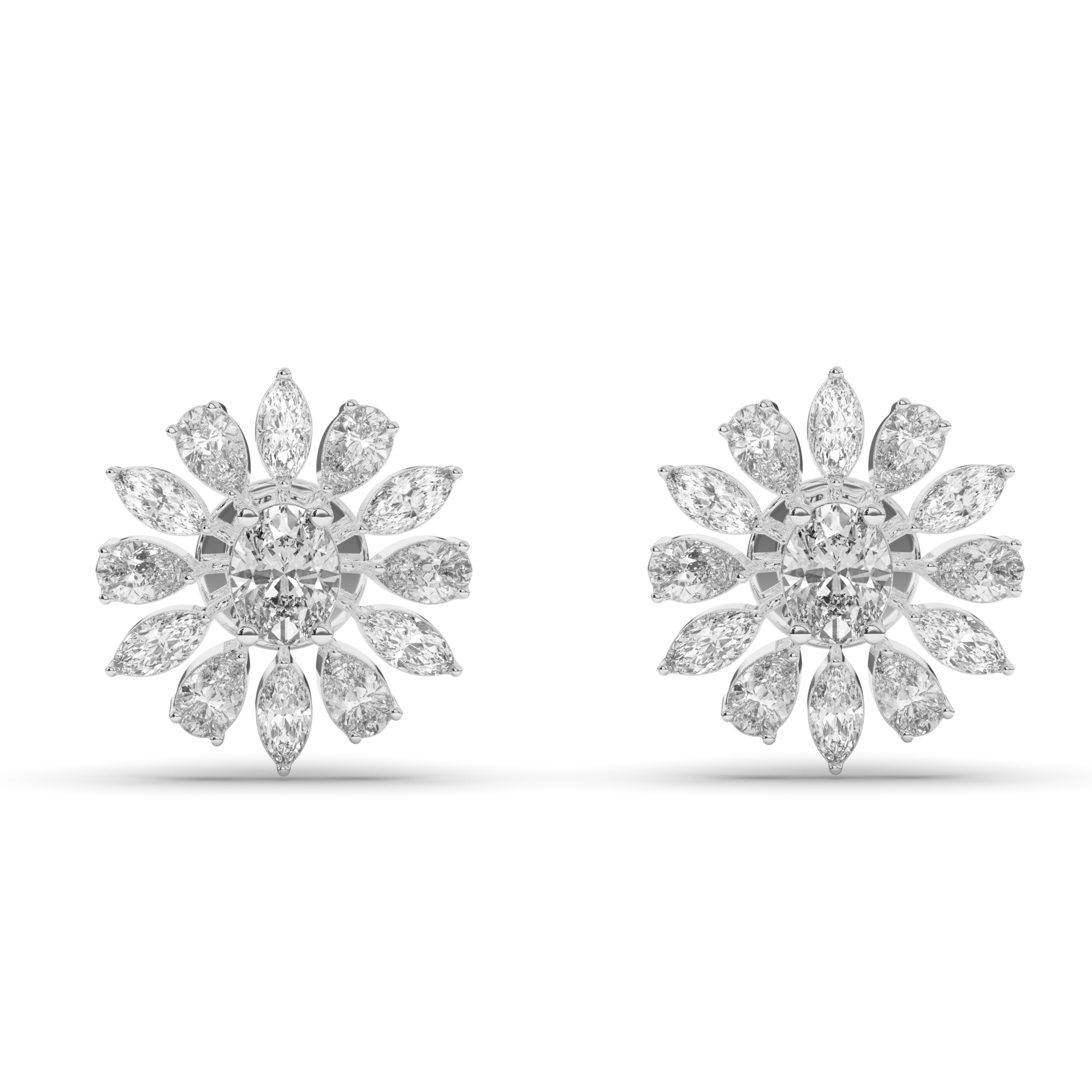Exquisite Mixed Shape Lab-Grown Diamond Cluster Earrings - Pear Jewels